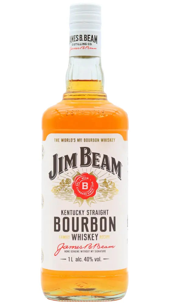 Jim Beam - 4 year old White Label Kentucky Straight Bourbon Whiskey 100cl 40% ABV (1 Litre)