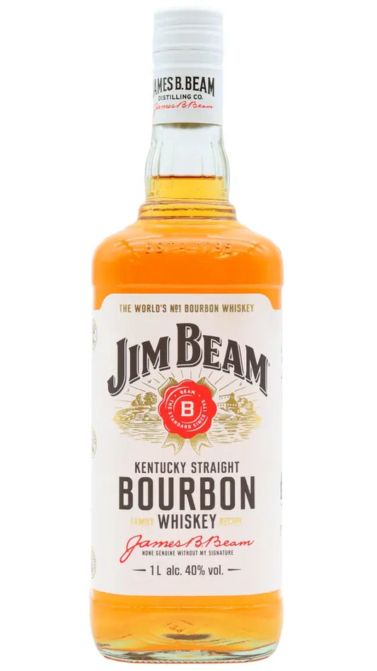 Jim Beam - 4 year old White Label Kentucky Straight Bourbon Whiskey 100cl 40% ABV (1 Litre)