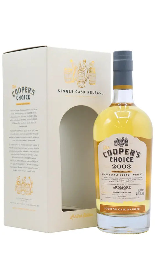 Ardmore - 17 year old Cooper's Choice - Single Bourbon Cask #801285 2003 Whisky 70cl 48.5% ABV