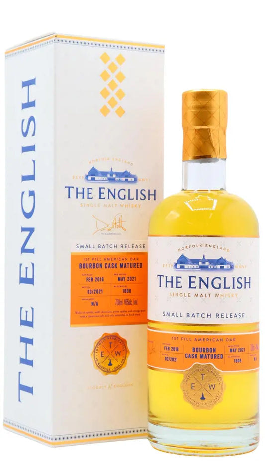 The English - 5 year old 1st Fill Bourbon Cask Matured Small Batch Single Malt 2016 Whisky 70cl 46% ABV