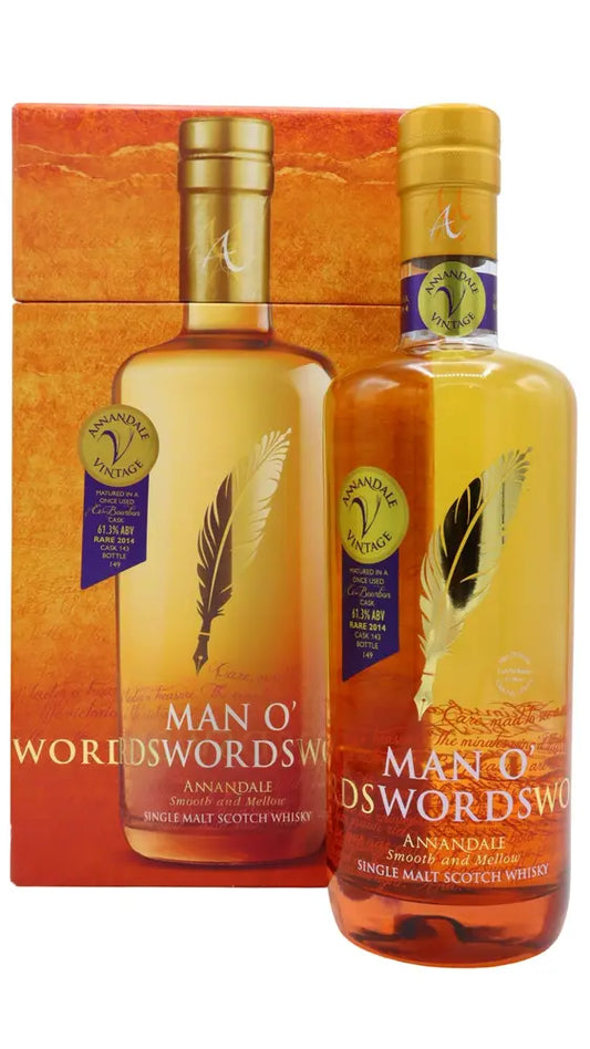 Annandale - Rare Vintage Man O' Words - Single Bourbon Cask #143 2014 Whisky 70cl 61.3% ABV