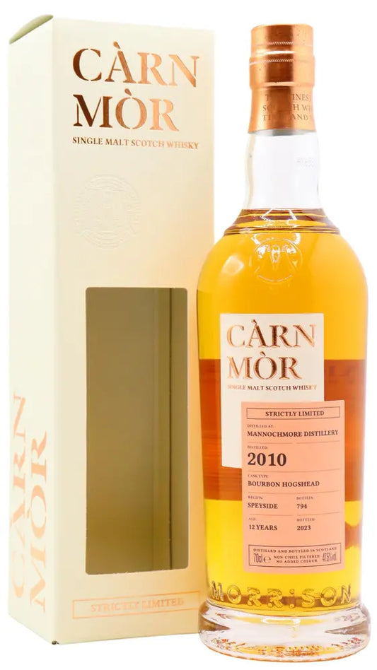 Mannochmore - 12 year old Carn Mor Strictly Limited Bourbon Cask Finish Single Malt Scotch 2010 Whisky 70cl 47.5% ABV