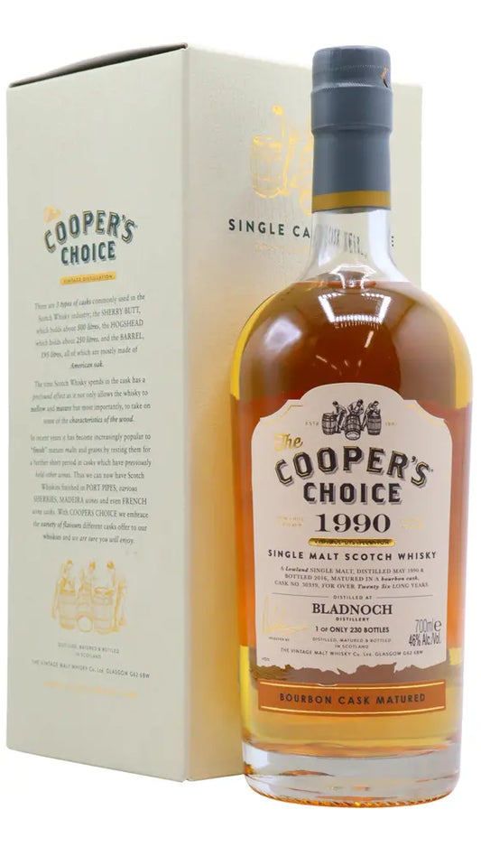 Bladnoch - 26 year old Cooper's Choice - Single Bourbon Cask #30339 1990 Whisky 70cl 46% ABV
