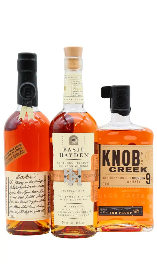 James B. Beam Distilling Co. - Knob Creek- Basil Hayden's & Booker's Small Batch Bourbon Whiskey 70cl x 3 40% ABV Bundle