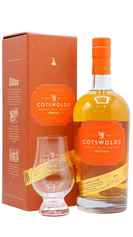 Cotswolds - Bourbon Cask Matured English Single Malt Whisky 70cl 59.1% ABV (Includes Glencairn Glass)