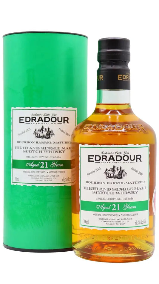 Edradour - 21 year old Small Batch Bourbon Cask Matured Single Malt Scotch 2003 Whisky 70cl 54.3% ABV