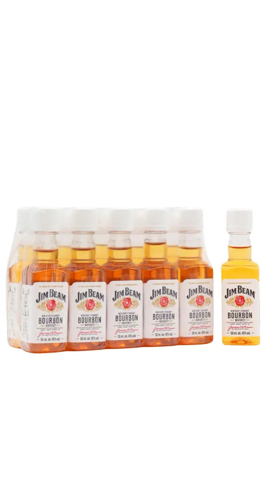 Jim Beam - 4 year old White Label Kentucky Straight Bourbon Whiskey 5cl x 10 40% ABV Miniatures- (10 x 5cl)