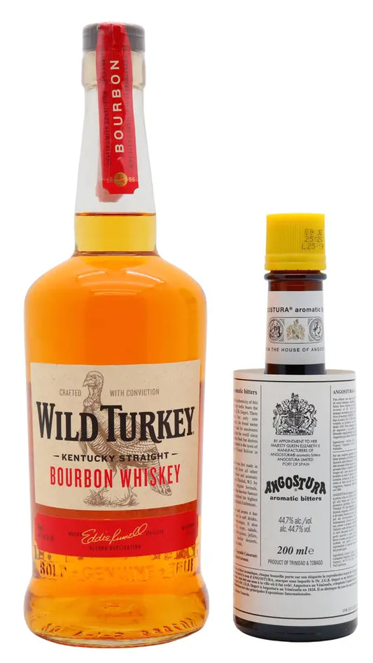 Wild Turkey - 81 Kentucky Straight Bourbon Whiskey 70cl + 20cl 40.5% ABV (Old Fashioned Cocktail Bundle)