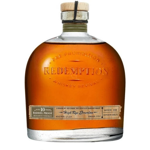 Redemption 10 Year Old MGP Sourced Barrel Proof 114.4 Proof 36% Straight High Rye Bourbon Whiskey 750ml ( Discontinued ) 750ml