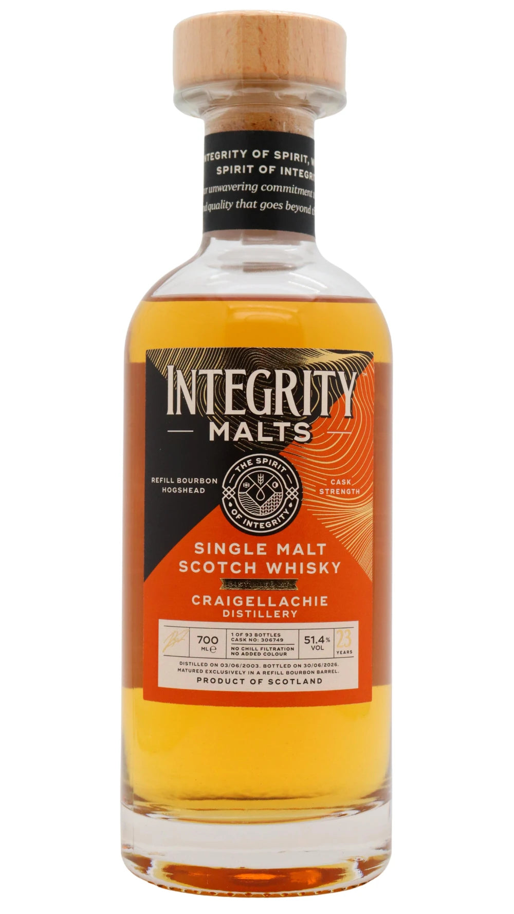 Craigellachie - 23 year old Integrity Malts Single Bourbon Cask #306749 2003 Whisky 70cl 51.4% ABV